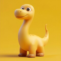 Fototapeta premium 3D Brontosaurus Icon: Long Necked Dinosaur Symbol Illustration Logo