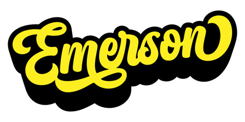 Given name Emerson written in retro groovy three-dimensional script lettering