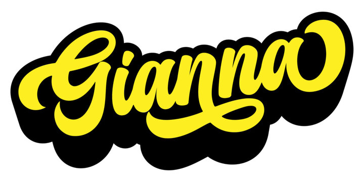 Given name Gianna written in retro groovy three-dimensional script lettering