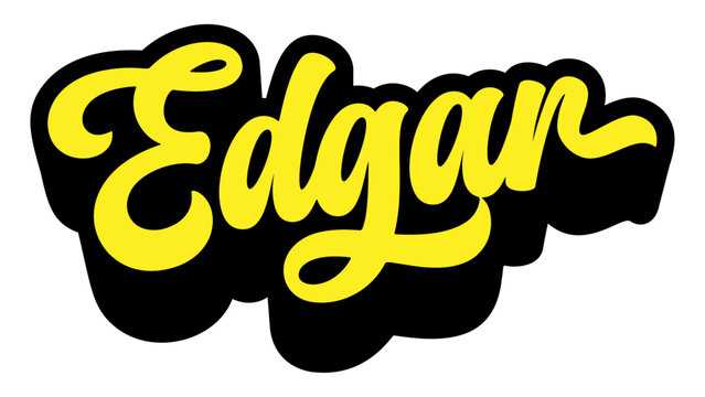 Given name Edgar written in retro groovy three-dimensional script lettering