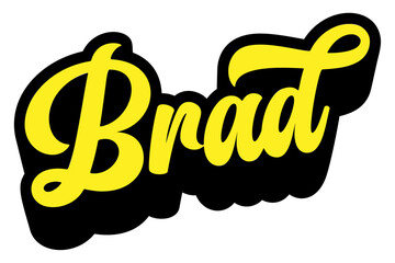Given name Brad written in retro groovy three-dimensional script lettering