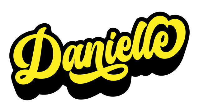 Given name Danielle written in retro groovy three-dimensional script lettering