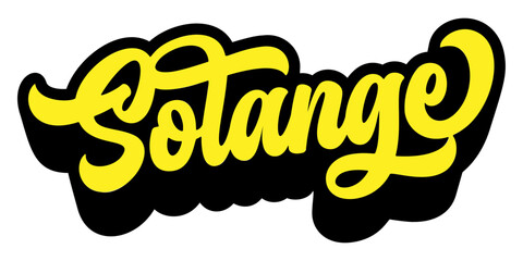 Given name Solange written in retro groovy three-dimensional script lettering