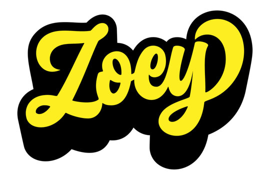 Given name Zoey written in retro groovy three-dimensional script lettering