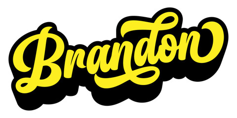 Given name Brandon written in retro groovy three-dimensional script lettering