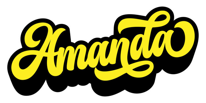 Given name Amanda written in retro groovy three-dimensional script lettering