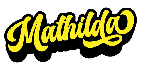 Given name Mathilda written in retro groovy three-dimensional script lettering