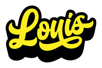 Given name Louis written in retro groovy three-dimensional script lettering