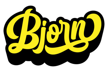 Given name Bjorn written in retro groovy three-dimensional script lettering