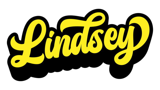 Given name Lindsey written in retro groovy three-dimensional script lettering