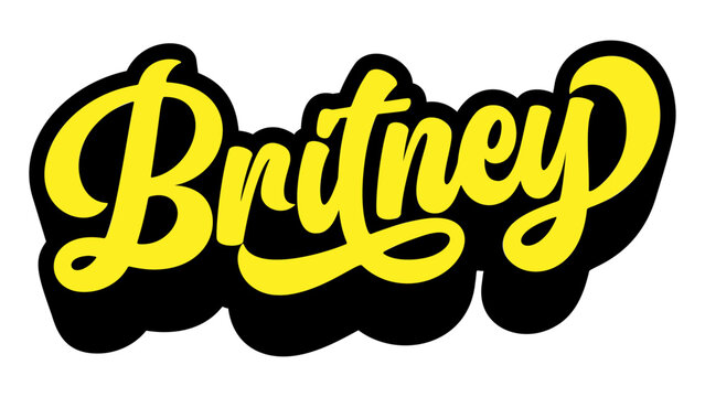 Given name Britney written in retro groovy three-dimensional script lettering