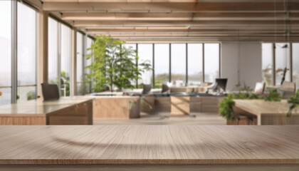 Japandi, minimalist loft interior design of modern office room.