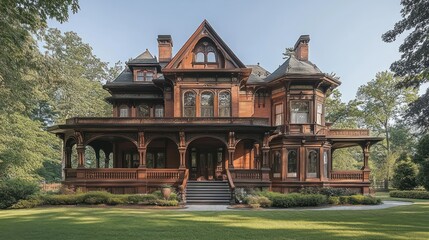 Victorian Mansion in a Lush Green Setting