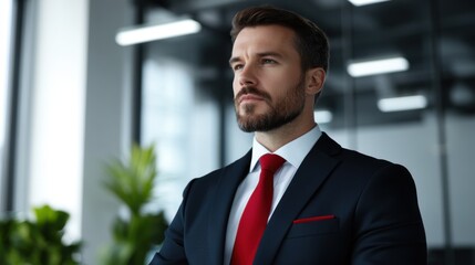 Fototapeta premium Confident Entrepreneur in Modern Office Setting
