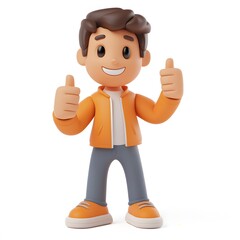 3d man showing thumbs up sign
