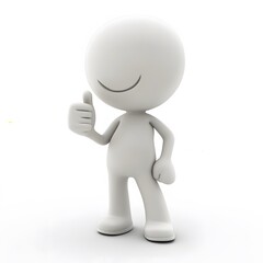 3D Figure Giving Thumbs Up on White Background