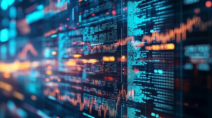 Obraz premium Big Data Analytics Visualizing Multiple digital graphs depicting big data analysis, no people