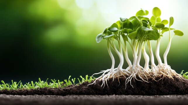 Fresh Bean Sprouts Growing in Clean Soil Environment