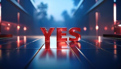 Yes Sign in a Modern Futuristic Environment