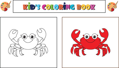 Fototapeta premium A crab illustration for kid's coloring book