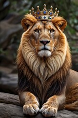 Fototapeta premium lion crown portrait with bokeh