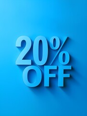 Blue '20% OFF' Promotional Sign on a Blue Background