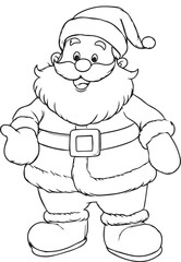 A santa clause line art coloring page illustration