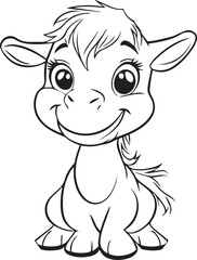 A cute camel line art coloring page illustration