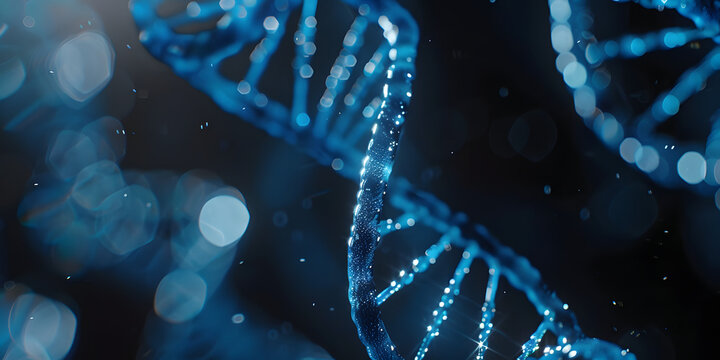 Dupla h&eacute;lice de DNA em uma cor azul vibrante