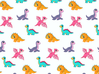 Obraz premium Cute dinosaurs childrens pattern. Vector illustration