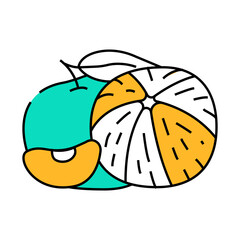 bunch tangerine line icon vector. bunch tangerine sign. isolated symbol illustration
