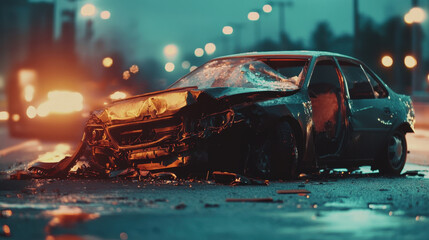 World Day of Remembrance for Victims of Road Accidents. car crash. The wrecked car