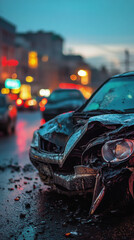 Fototapeta premium World Day of Remembrance for Victims of Road Accidents. car crash. The wrecked car
