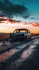 World Day of Remembrance for Victims of Road Accidents. car crash. The wrecked car