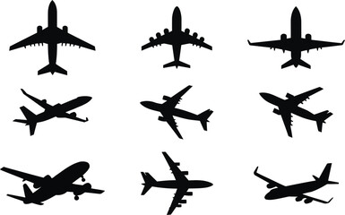 silhouettes of airplanes
