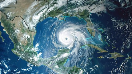 Satellite Image of Hurricane Over the Gulf of Mexico