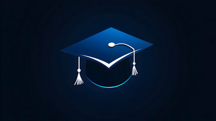 A blue graduation cap icon symbolizing education and achievement.