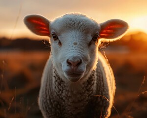 Farm animal breeds in pastures, warm tones, photography, pastoral, serene