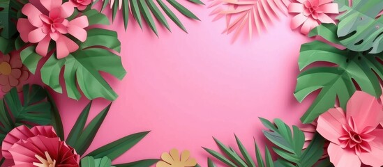 Obraz premium Paper Craft Floral Design with Tropical Elements