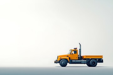 Fototapeta premium Yellow Semi-Truck Against a White Background