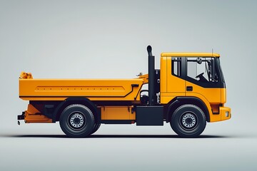 Side View of a Yellow Dump Truck