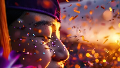 Graduation ceremony celebrations, vibrant colors, photography, joyful, detailed