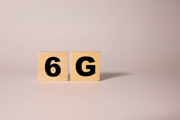 Image of 6g text banner against aerial view of cityscape.