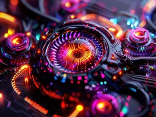 Innovative science and technology concepts, digital art, vibrant colors, detailed, futuristic
