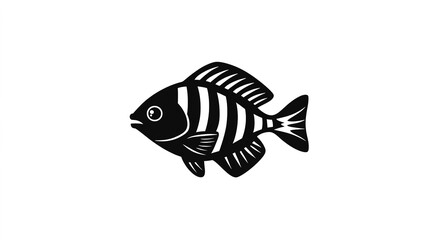Minimalist Black Fish Logo on White Background, Symbolizing Simplicity and Modern Design, Ideal for Branding and Digital Use
