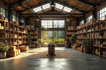 Self storage solutions  a 3d rendered view of rental spaces for personal belongings and boxes