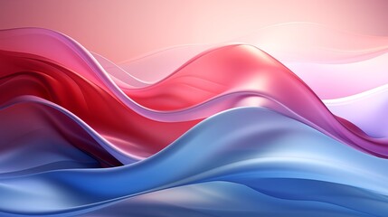Obraz premium Abstract Background with Soft Blue and Pink Wavy Lines, Harmonious Blend of Colors Creating Tranquil Atmosphere for Graphics, Posters, Web Pages, and Print Media