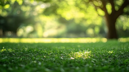 Fototapeta premium Close-up of lush green grass. This image creates a natural and refreshing background for various designs.