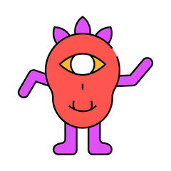 cool monster alien line icon vector. cool monster alien sign. isolated symbol illustration