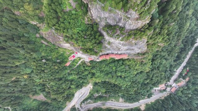 Sumela Monastery (S&uuml;mela Manastırı) Drone Video, Altındere National Park Ma&ccedil;ka, Trabzon Turkiye (Turkey)	